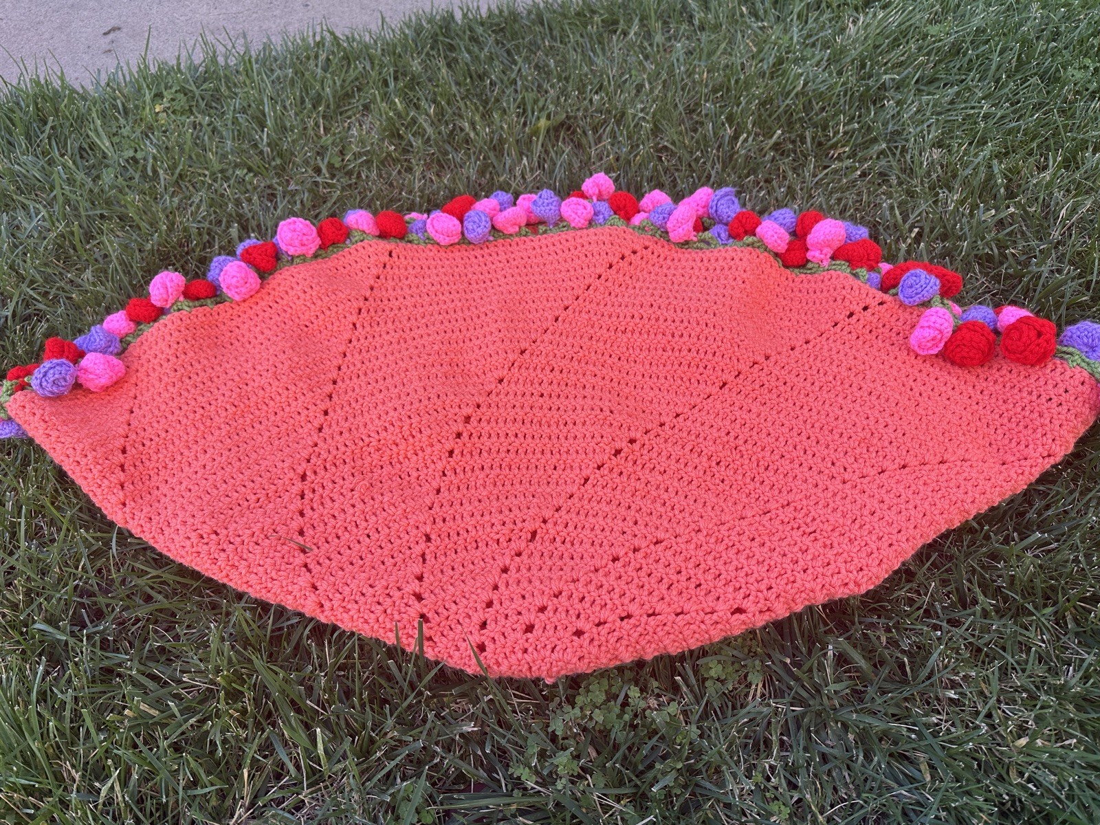 Flower Bouquet Blanket,DIY Handmade Crochet Rose Blanket,Knitted Throw Blankets