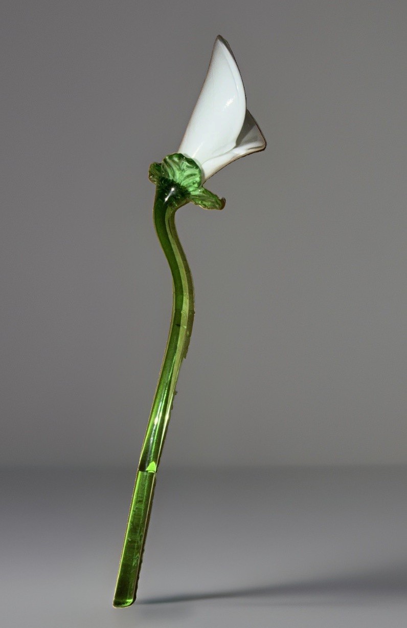 Glass Lily Glass Long Stem White Calla Lily Flower Decoration 14”