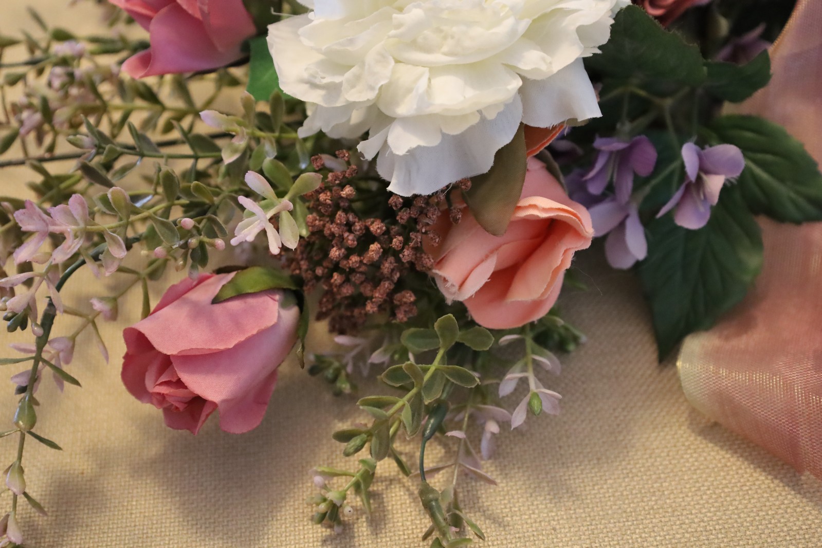 Spring Faux Floral Hanging Boquet / Swag Decoration For a Door or Wall