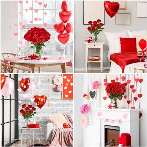 20 Pcs Roses Artificial Silk Flowers Fake Roses Bouquet with Long Stems Red