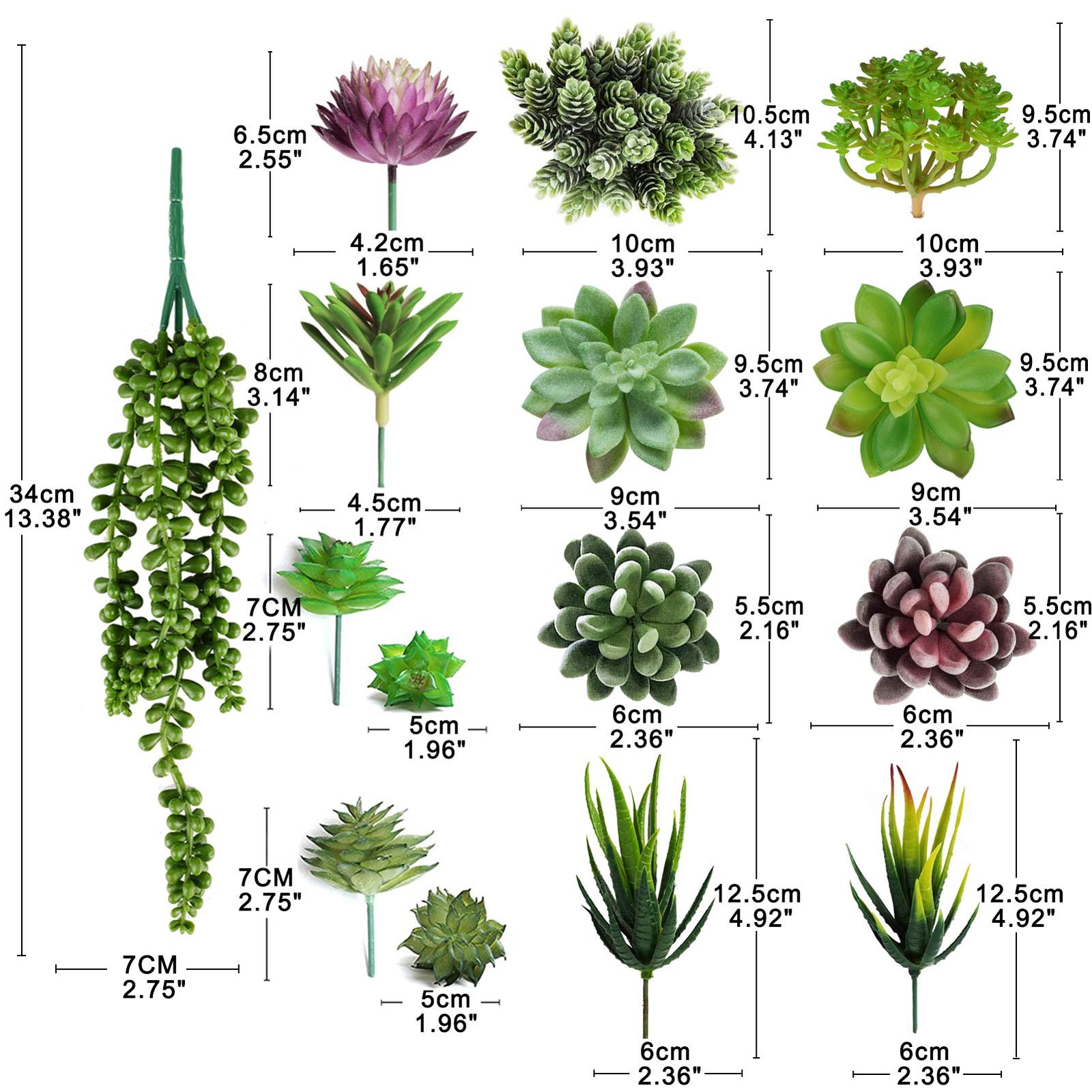 Artificial Succulent Plants – 16 Pcs Set Faux Succulents Unpotted Fake Succul…