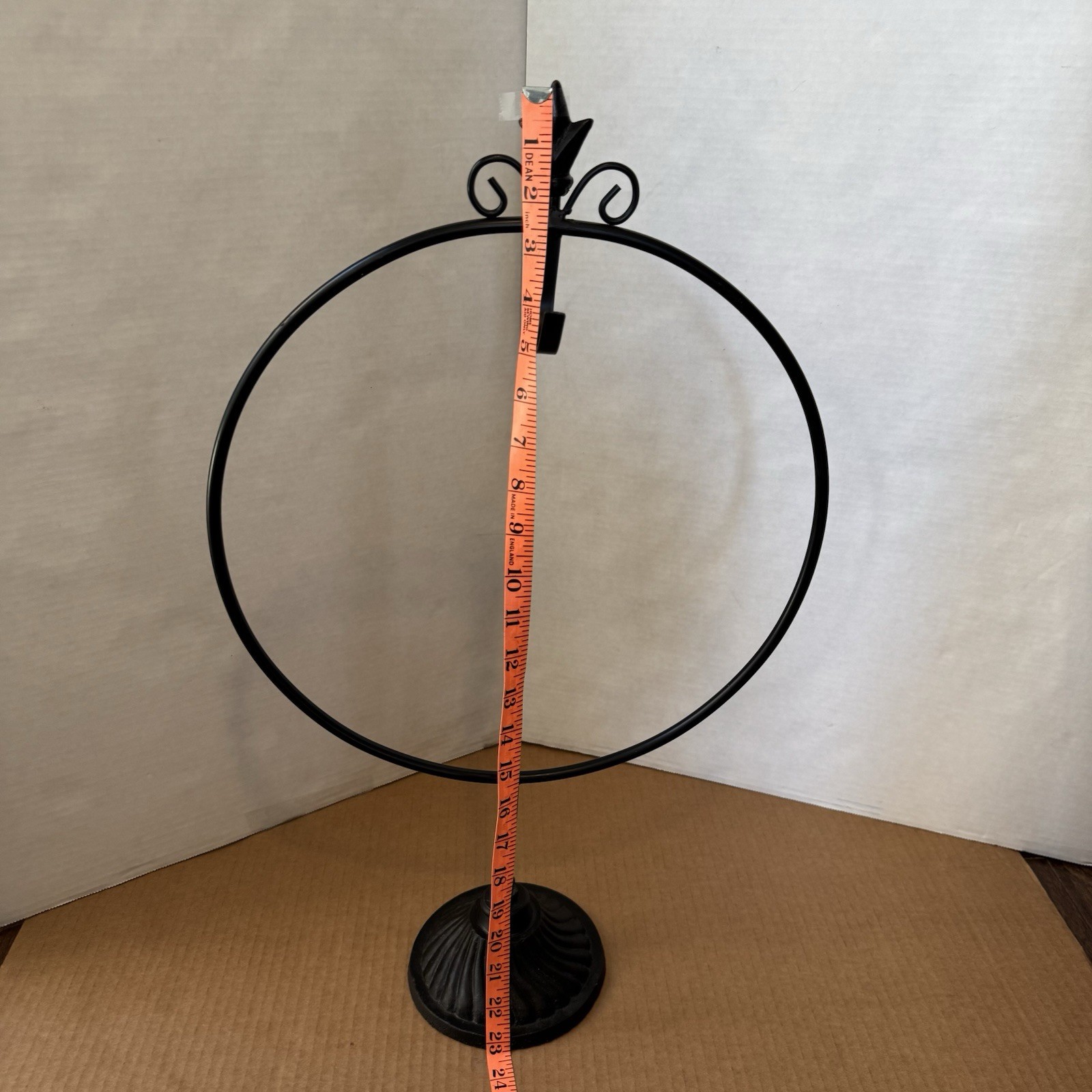 WREATH HOOK STAND Adjustable Height Free Standing Wrought Iron set of 2