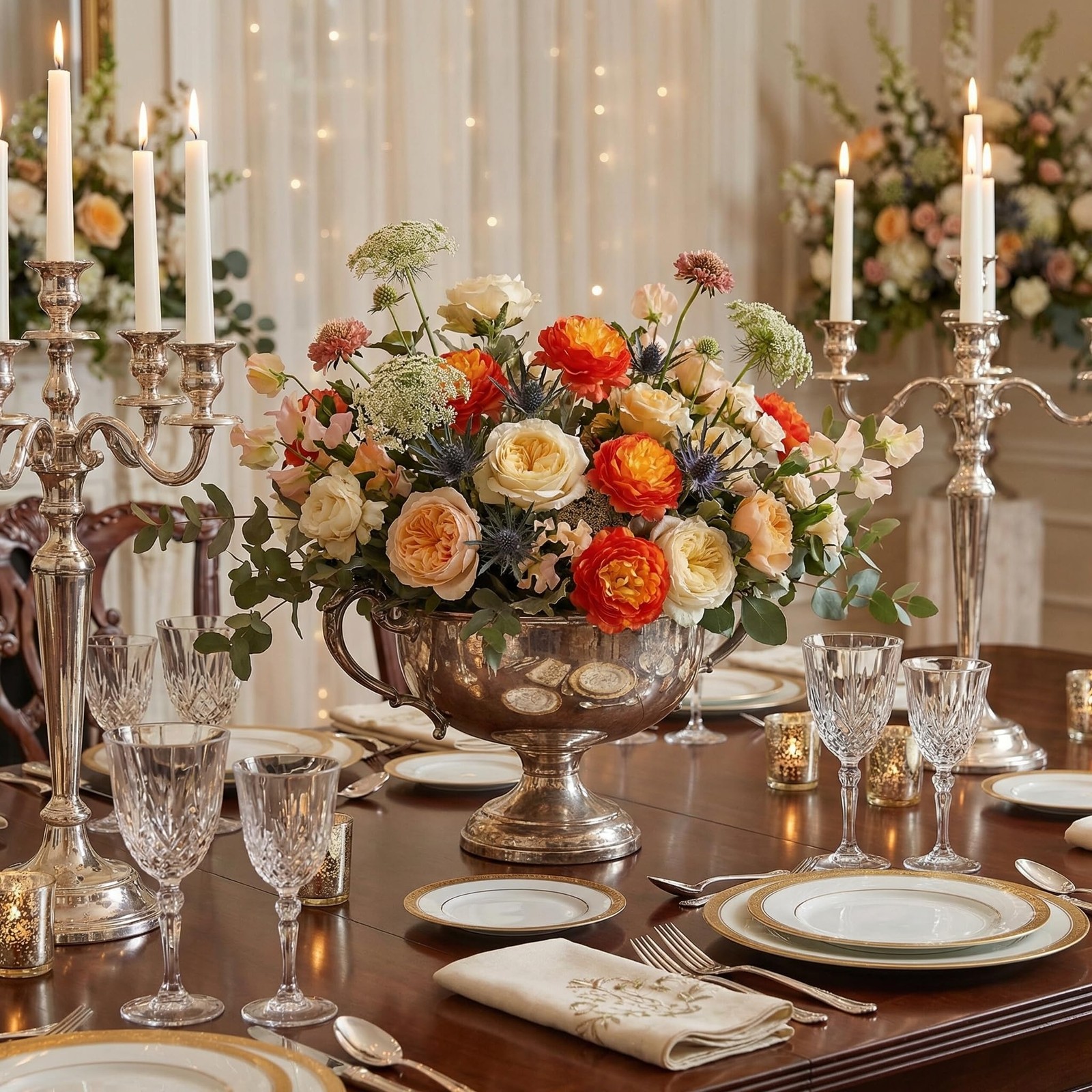 12 PCS Artificial Peonies Orange Silk Ranunculus Fake Flowers 14.6″ Wedding