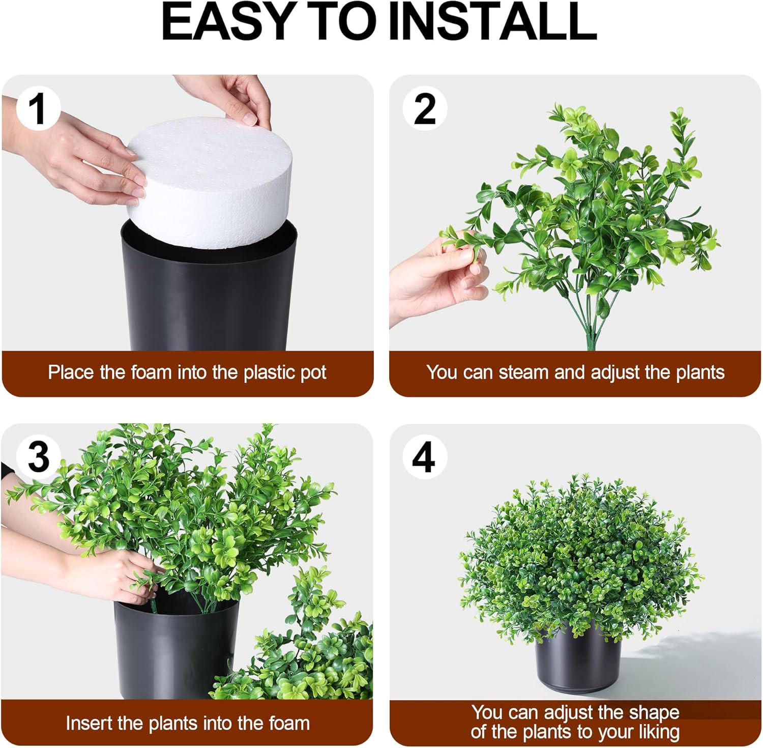 Fake Plants Artificial Plants Outdoor for Front Door Decor, 2 Pack Boxwood Fake