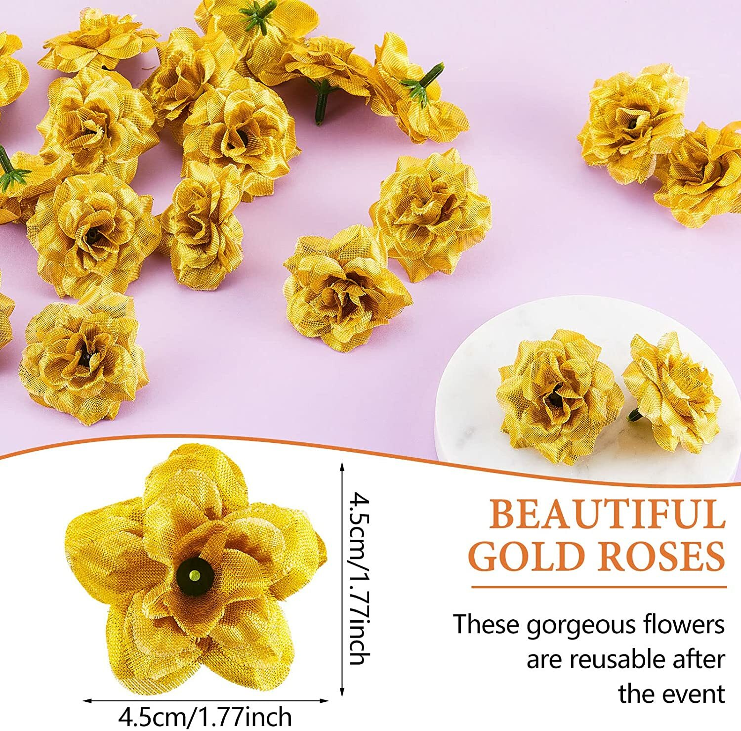 50Pcs Silk Rose Flower Heads Artificial Roses Bulk Craft Wedding Party DIY Decor