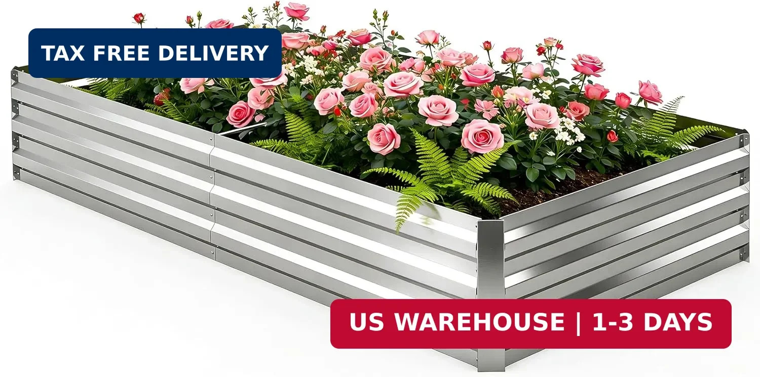 6x3x1FT Galvanized Raised Garden Bed, Metal Planter, Silver,1 Pack | Thick Galva