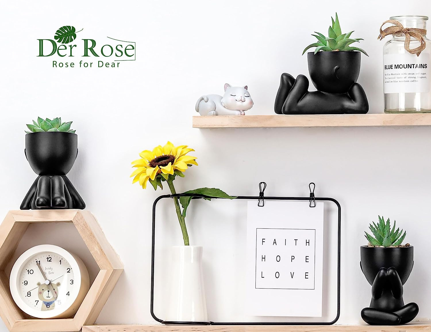 3 Pcs Fake Succulent Plants for Black Bathroom Bedroom Home Room Decor