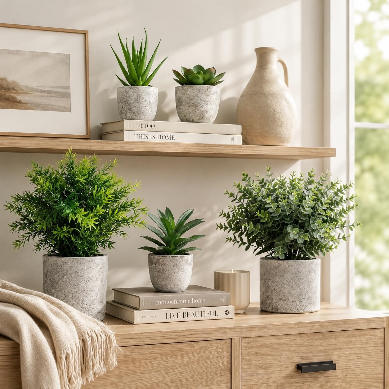 5 Pack Small Fake Plants for Home Decor, Artificial Plants Indoor Eucalyptus/…