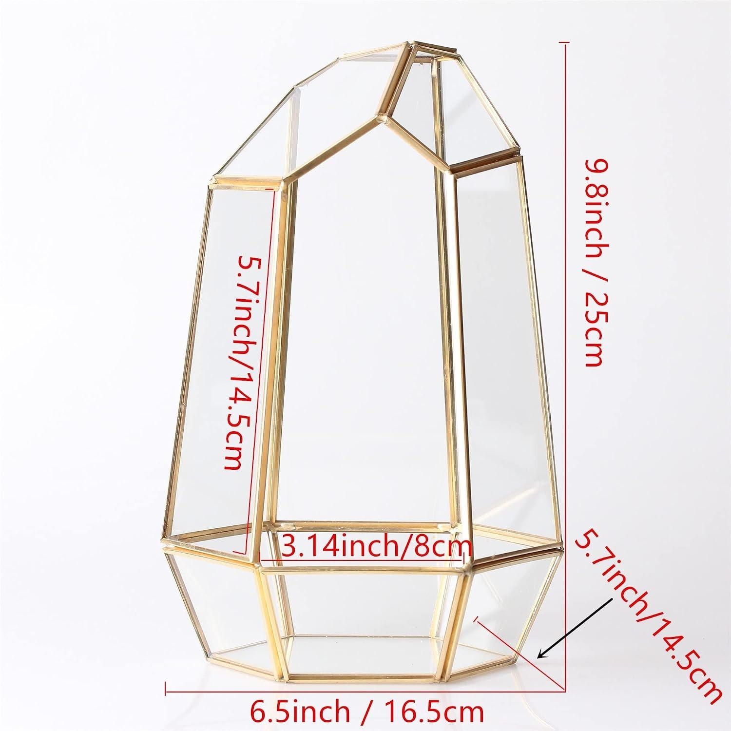 Artisan Gold Geometric Glass Terrarium – Irregular Succulent Planter 6.5×5.7 in