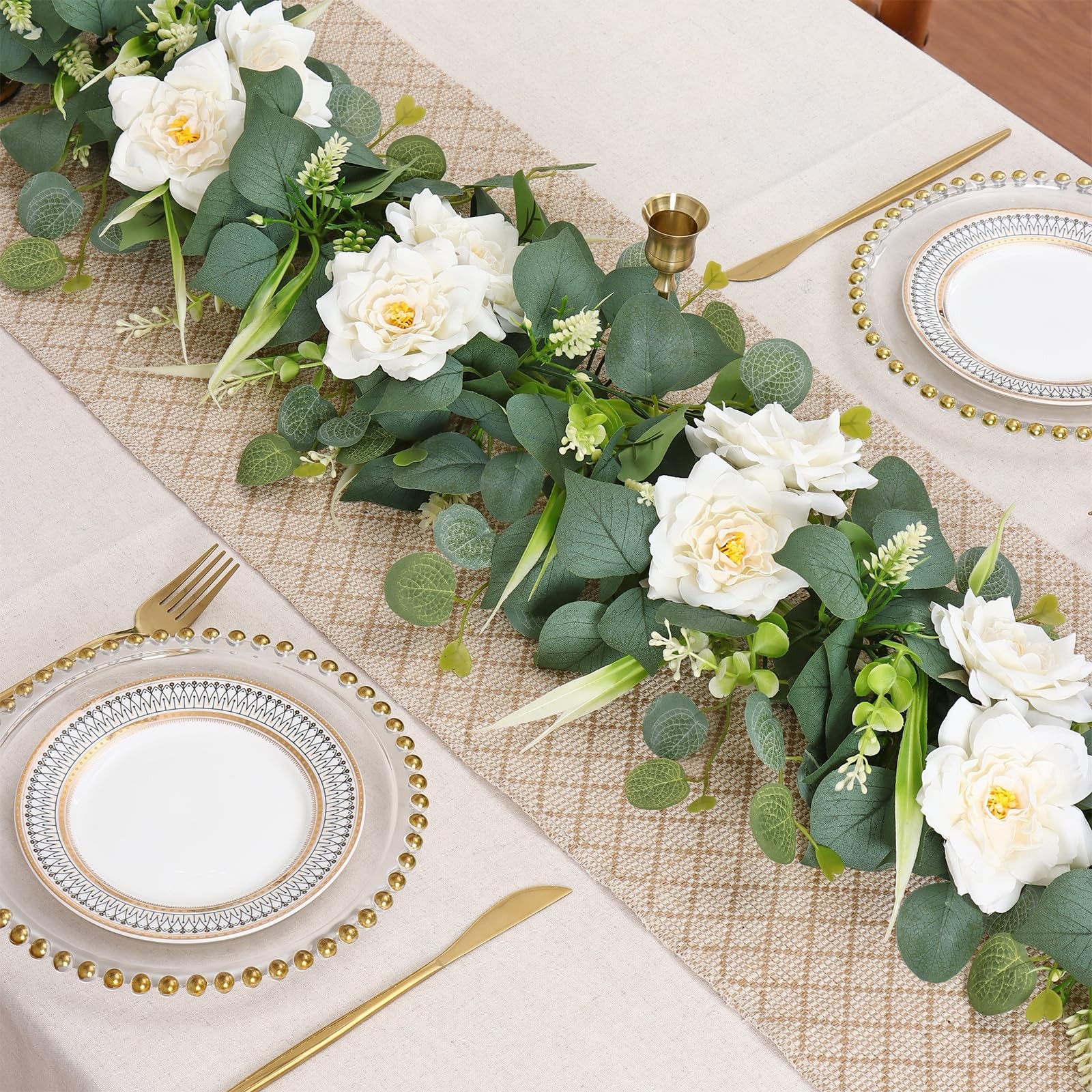 2PCS Flower Garland 6.2FT Artificial Rose Flowers Garland Wall Vines Greenery…