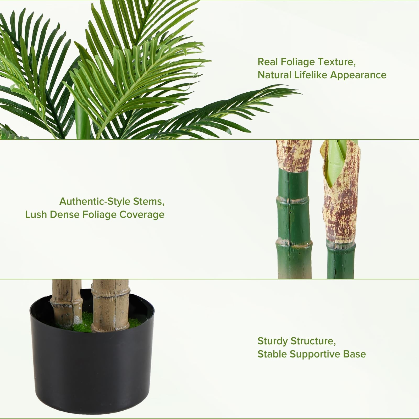 47in Artificial Palm Tree, Tall Faux Fake Plants Indoor with Black Planter Po…