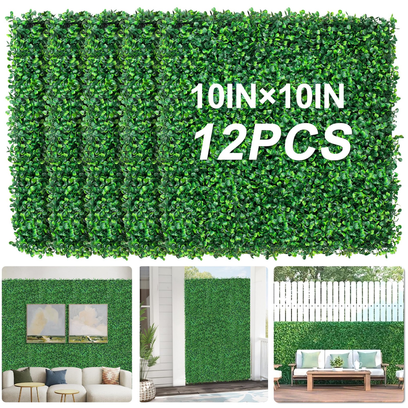12Pcs 10″ x 10″ Grass Wall Panels, Anti-Fade Greenery Wall