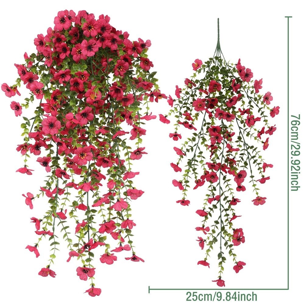 76cm Artificial Eucalyptus Vine with Violet Silk Flowers for Outdoor Decoration