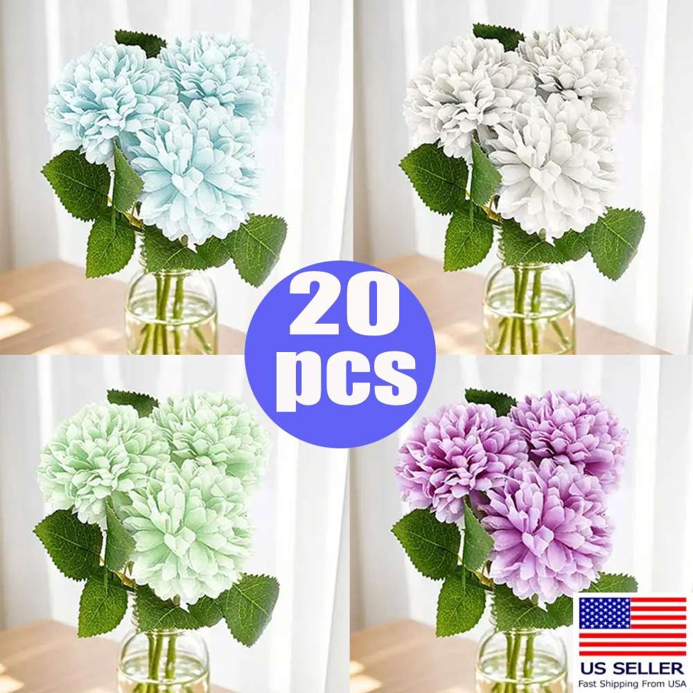 20PCS Artificial Chrysanthemum Flower Bouquet Fake Plant Bunch Yard Home Decor