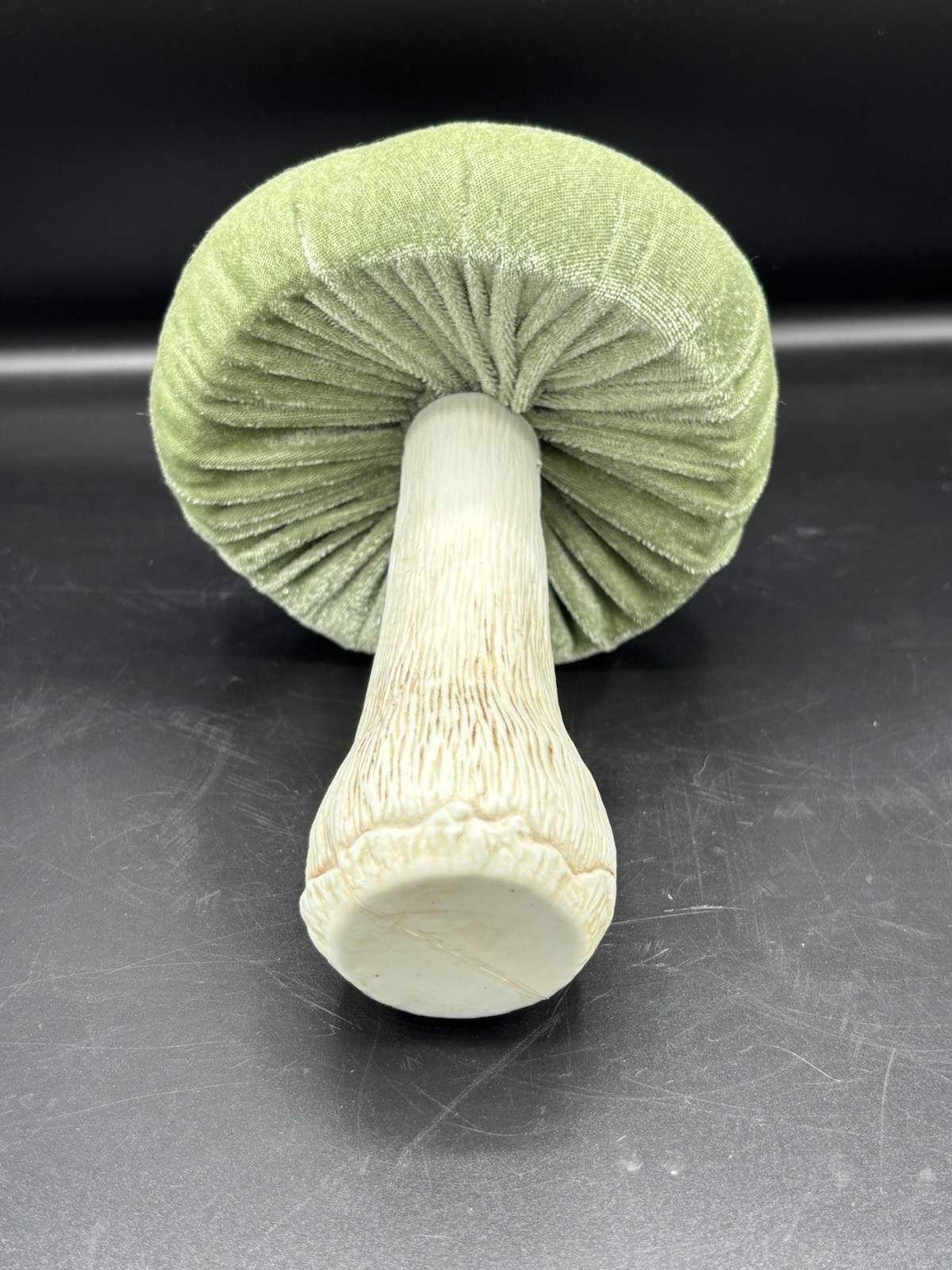 Set Of 2 Flora Bunda Soft Velvet Mushrooms Shelf Sitters Retro Tan/green Large