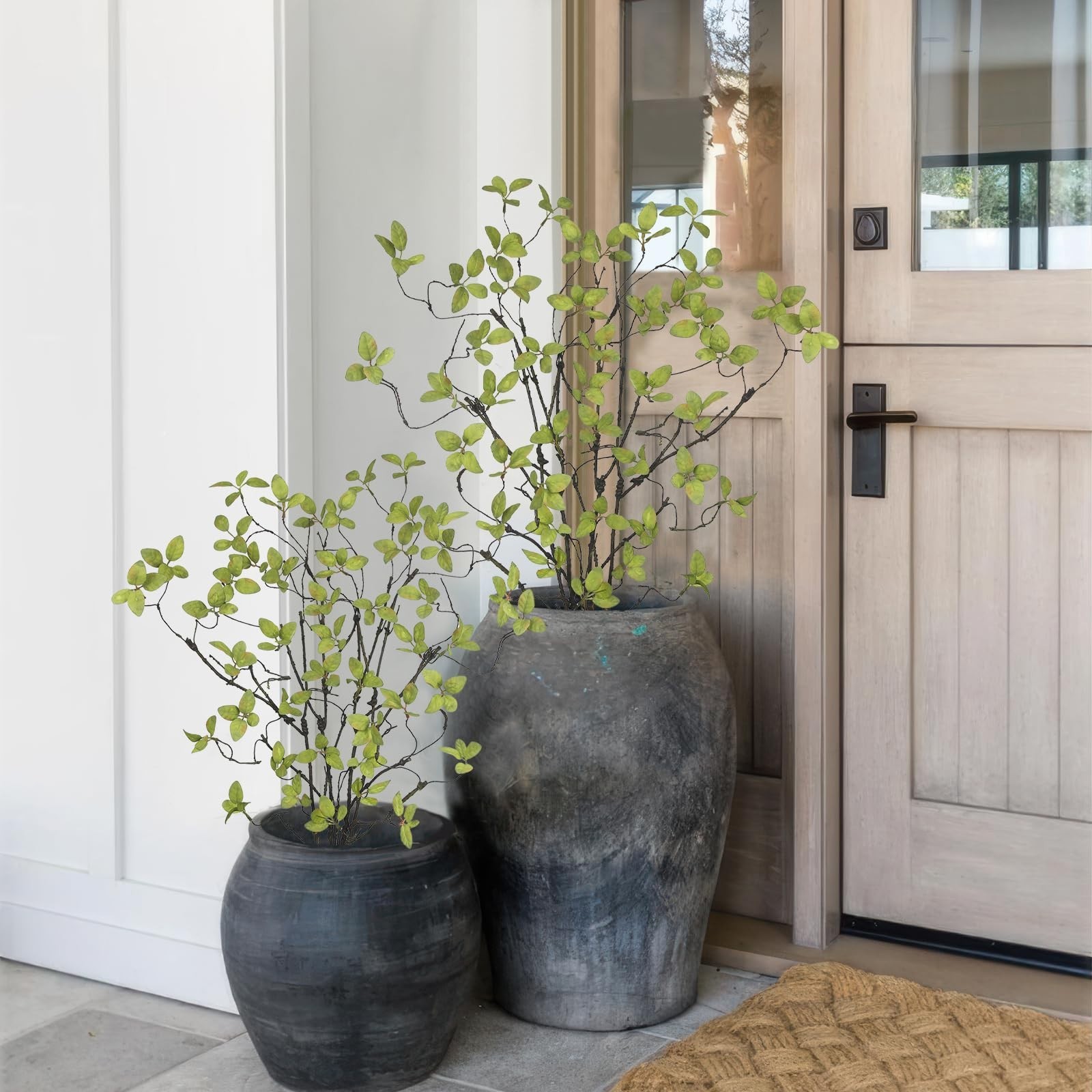 4 Pcs 32.7″ Faux Greenery Stems with Leaves – Artificial Ficus Twigs for Vases,