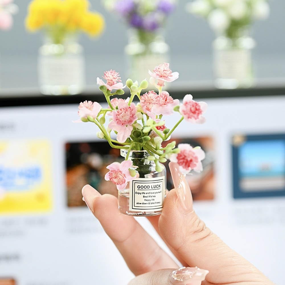 Set of 4 Cute Mini Rose Flower Vase Car Dashboard Decorations -Adhesive Mini …