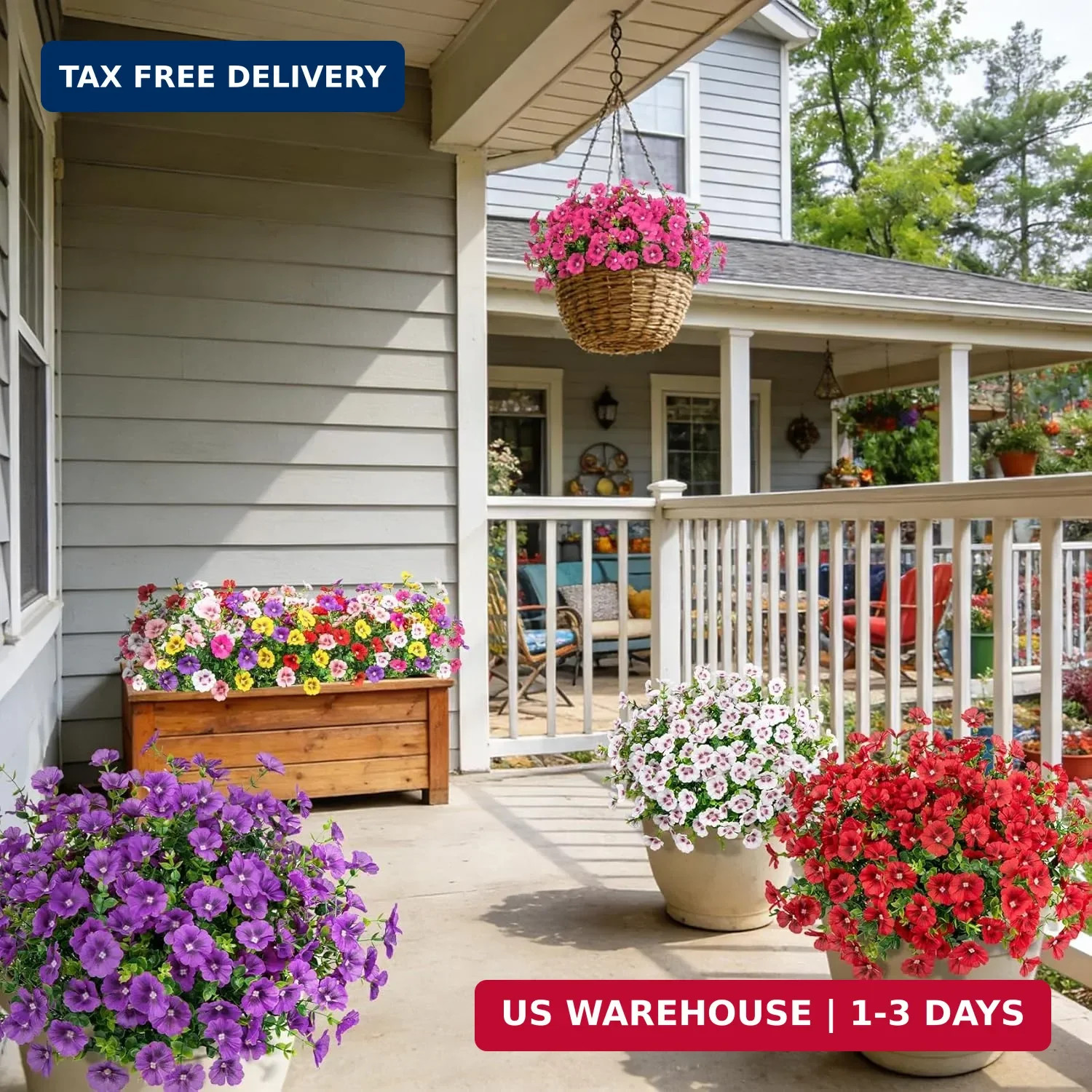 Ouddy Decor 24 Bundles Artificial Flowers for Outdoors, Fake Silk Flowers UV Res