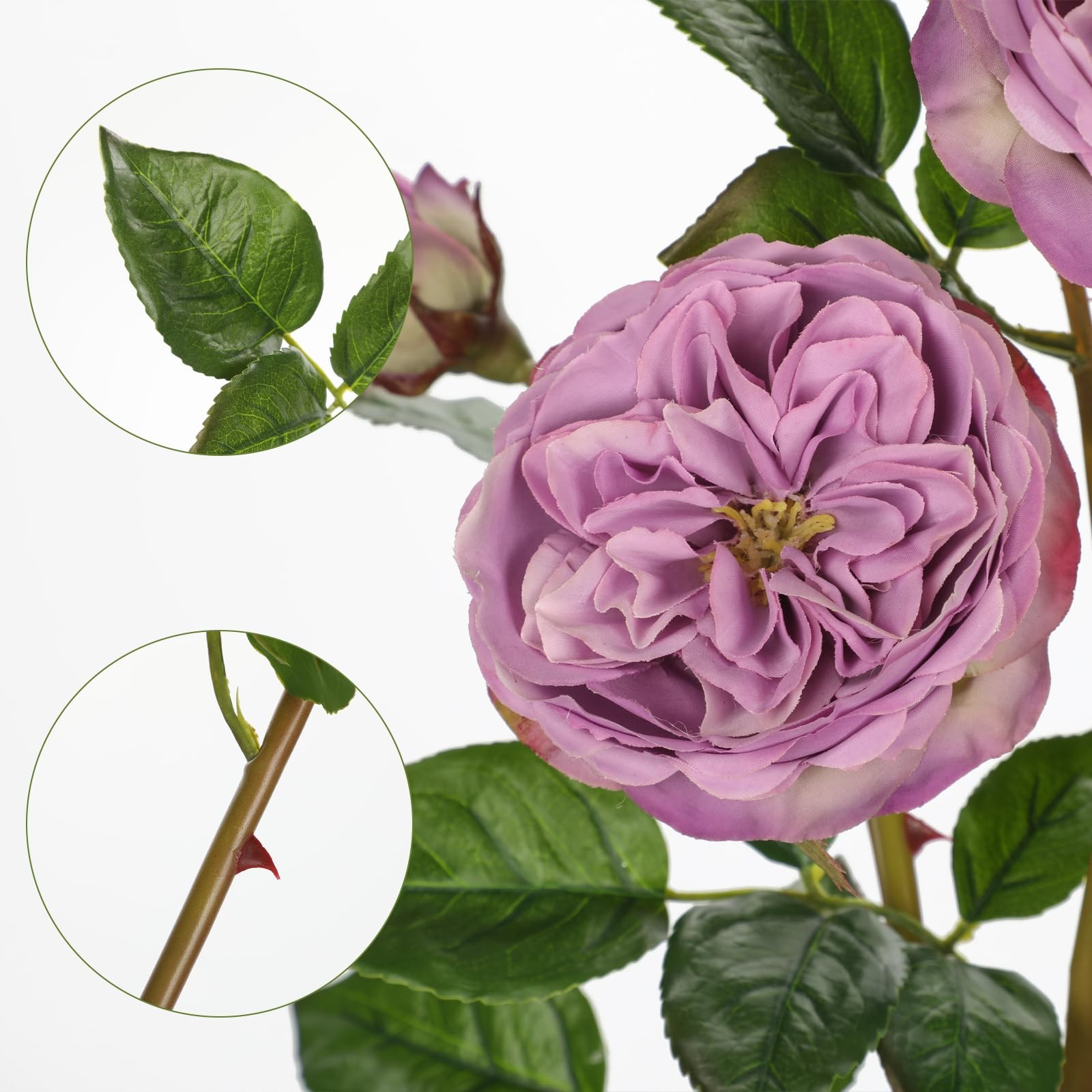 Real Touch Artificial Roses (Set of 3) – 23.6″ Long Stem Purple Garden Roses …