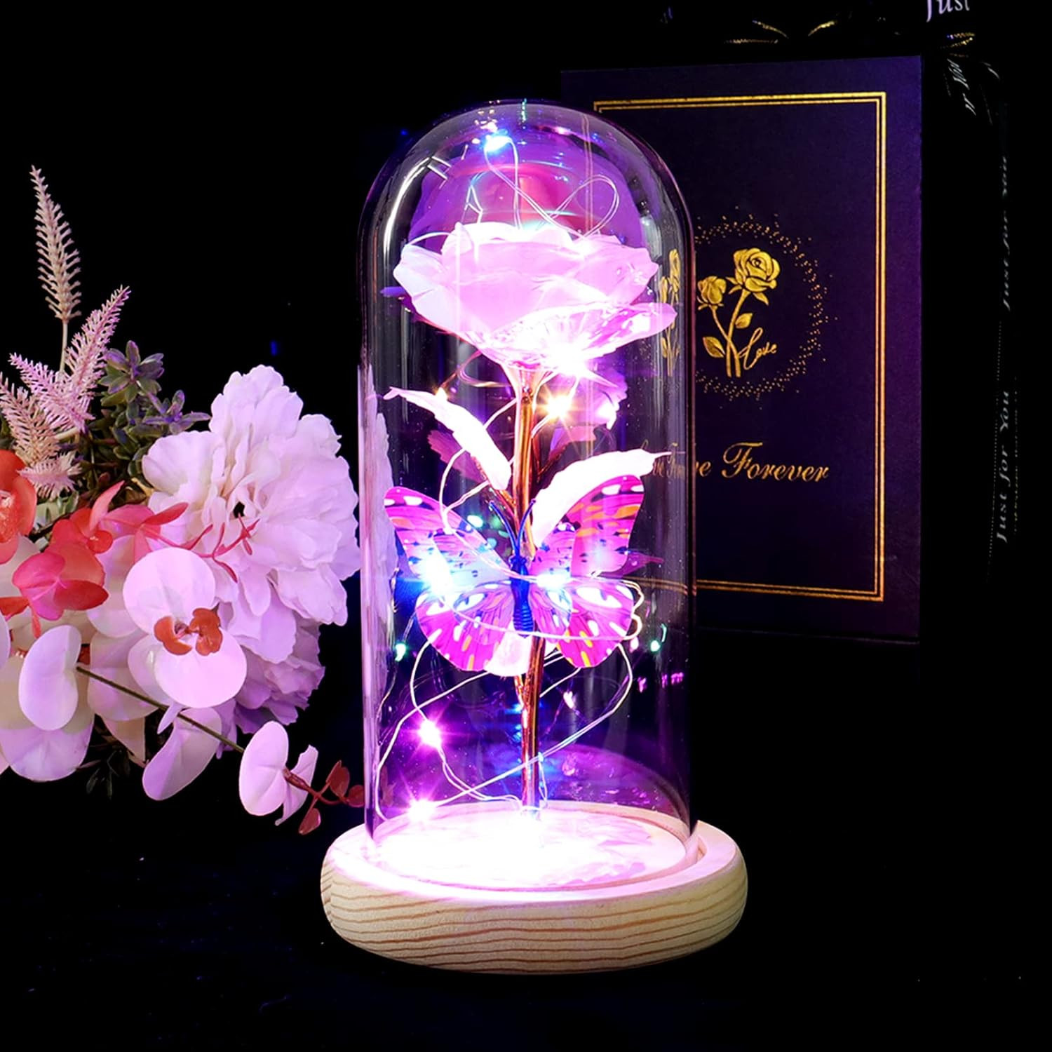 Rosas de cristal de galaxia regalos de cumpleanos para mujeres para mama abuela