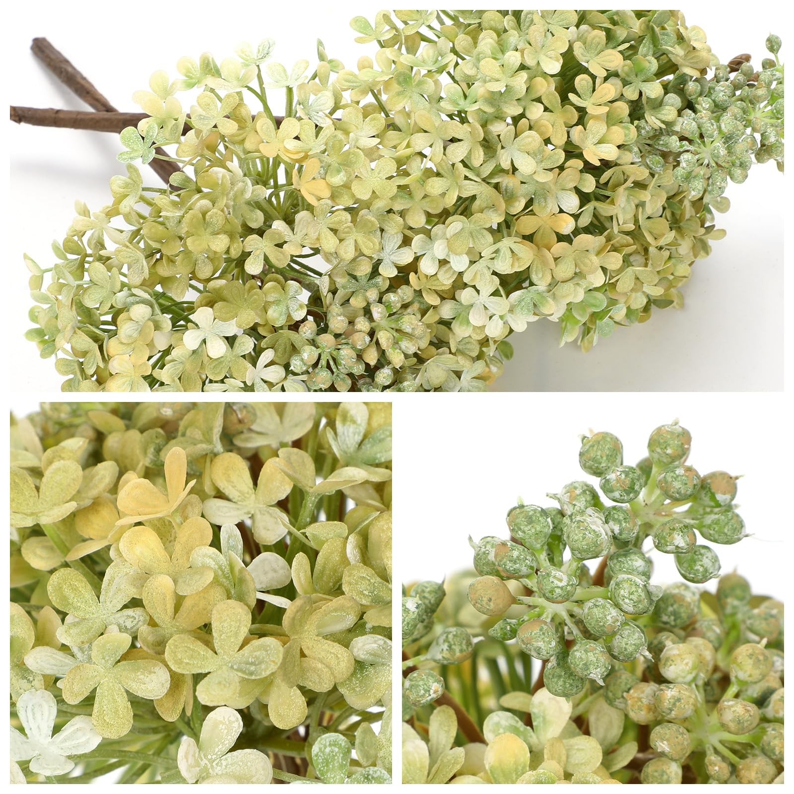 2 Pcs Hydrangea Artificial Flowers Stems for Fall Tabletop Decor, 11″ Silk Fa…