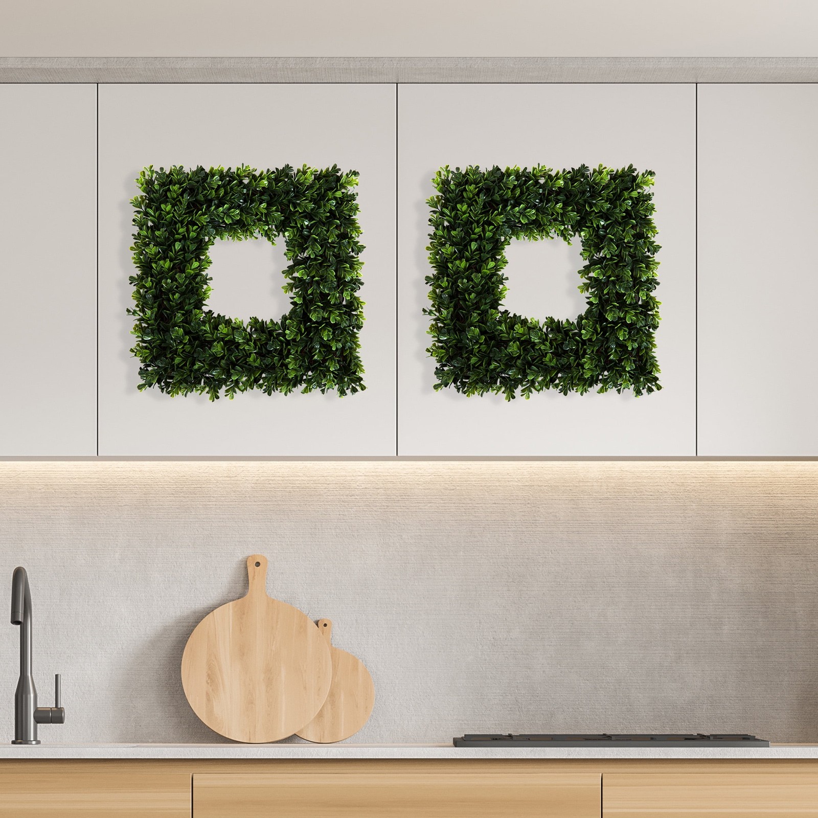 Set of Two 16.5-Inch Indoor/Outdoor Artificial Boxwood Wreaths