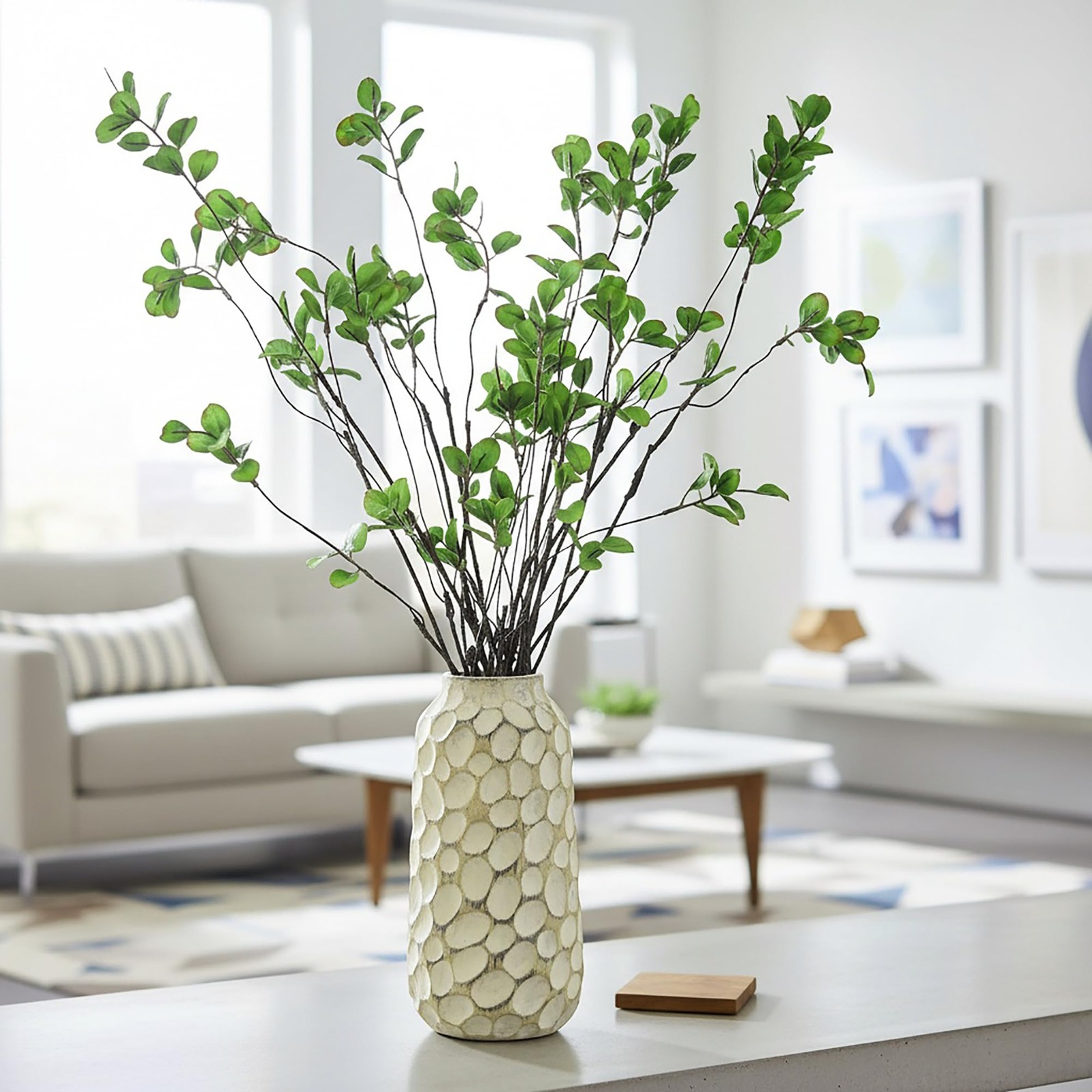 5Pcs Artificial Ficus Branches Fake Plants, 20.8 Inches Artificial Greenery S…