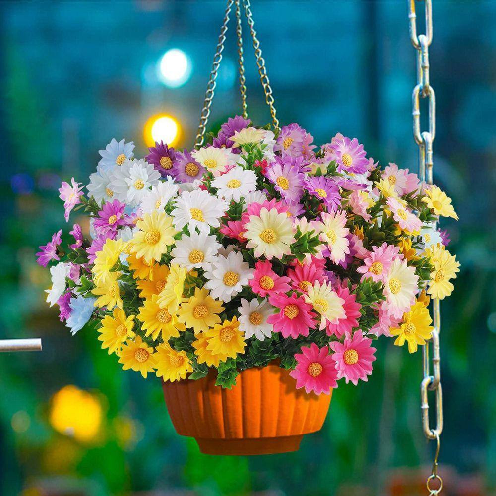 12 Bundles 14.4 In. Multi-Colored Indoor/Outdoor Artificial Daisy Flower