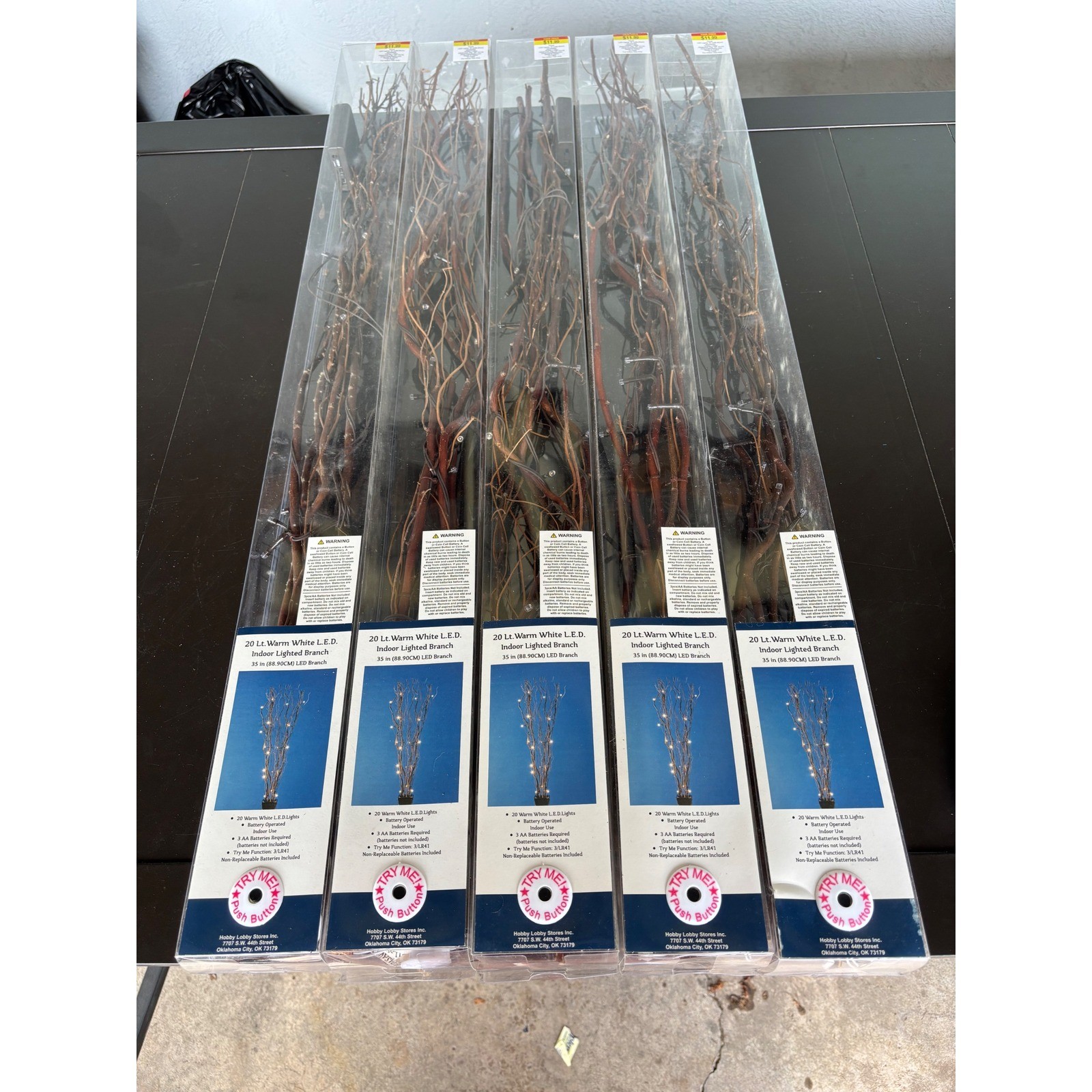 Hobby Lobby 35in Indoor Lighted Branch 20 Warm White LED Brown Battery Lot of 5