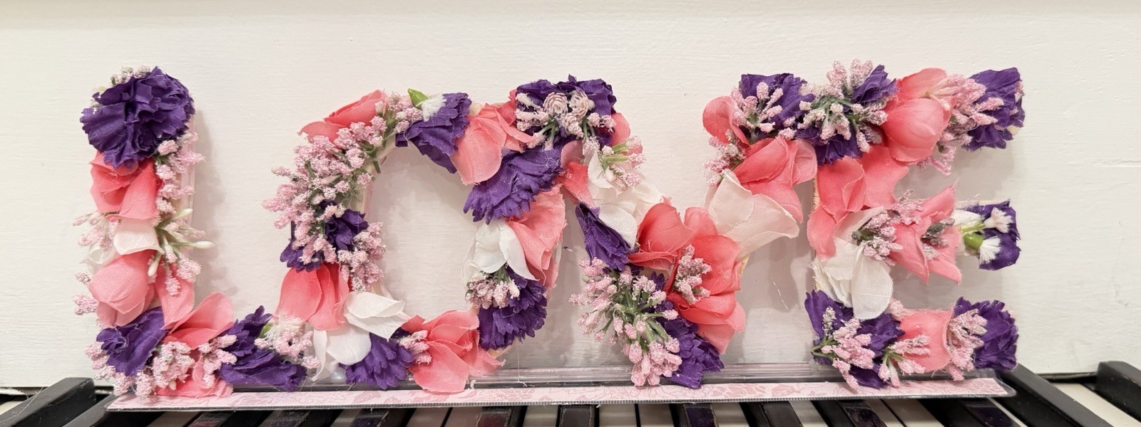 Artificial Floral Garland Wall Decor Pink Purple White Flower Theme