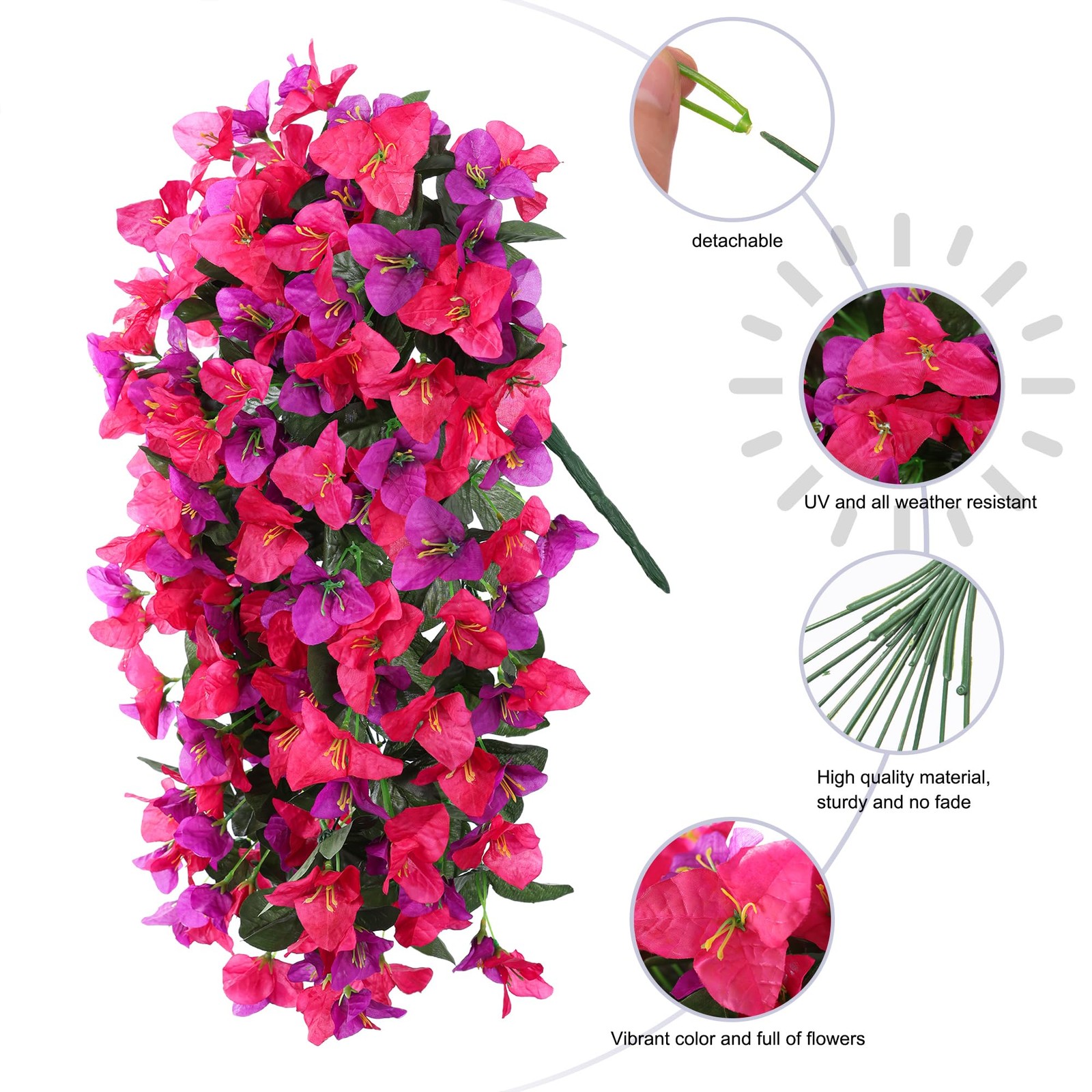 Bougainvillea Artificial Hanging Flowers Plants for Outdoors Decoration, 2pcs…