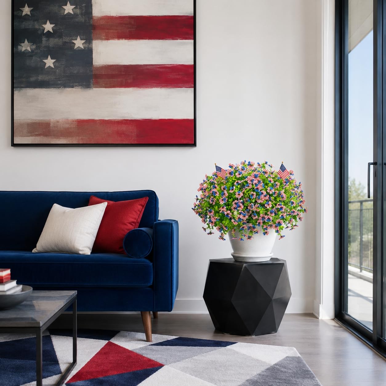 50 Pcs Patriotic Artificial Flowers Independence Day Decor Fake Flowers,UV Re…