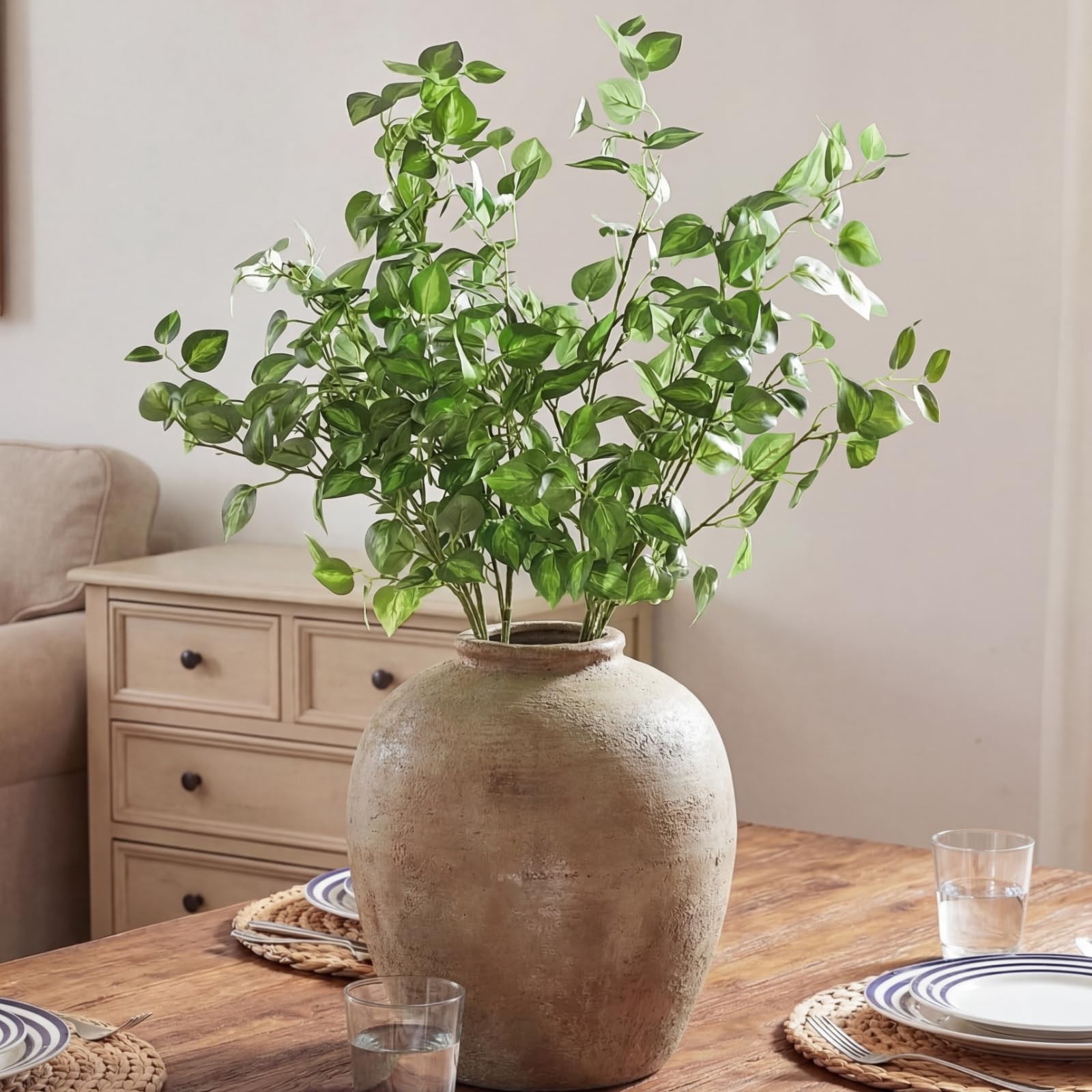 6 Pcs 31.5 Inch Artificial Eucalyptus Greenery Stems Faux Leaves Branches Fak…