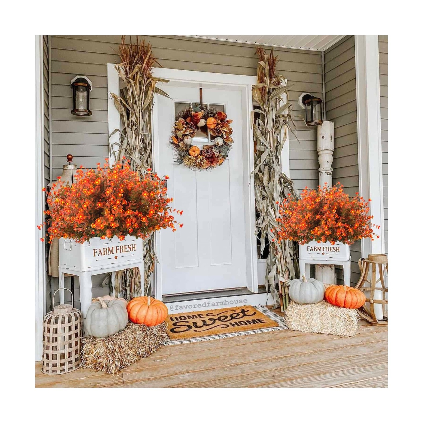 12 Bundles Artificial Fall Flowers No Fade Faux Autumn Plants, Fake Indoor Ou…