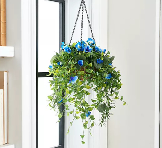 Garden Reflections 14″ Faux Morning Glory Hanging Basket Choose Color M79797