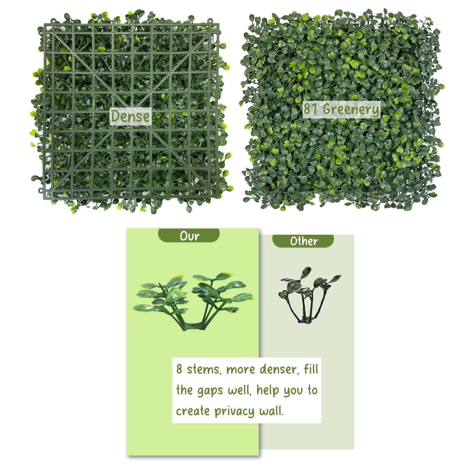 12 Artificial Boxwood Grass Wall Panels 10×10 Fake Greenery Backdrop ip Ties
