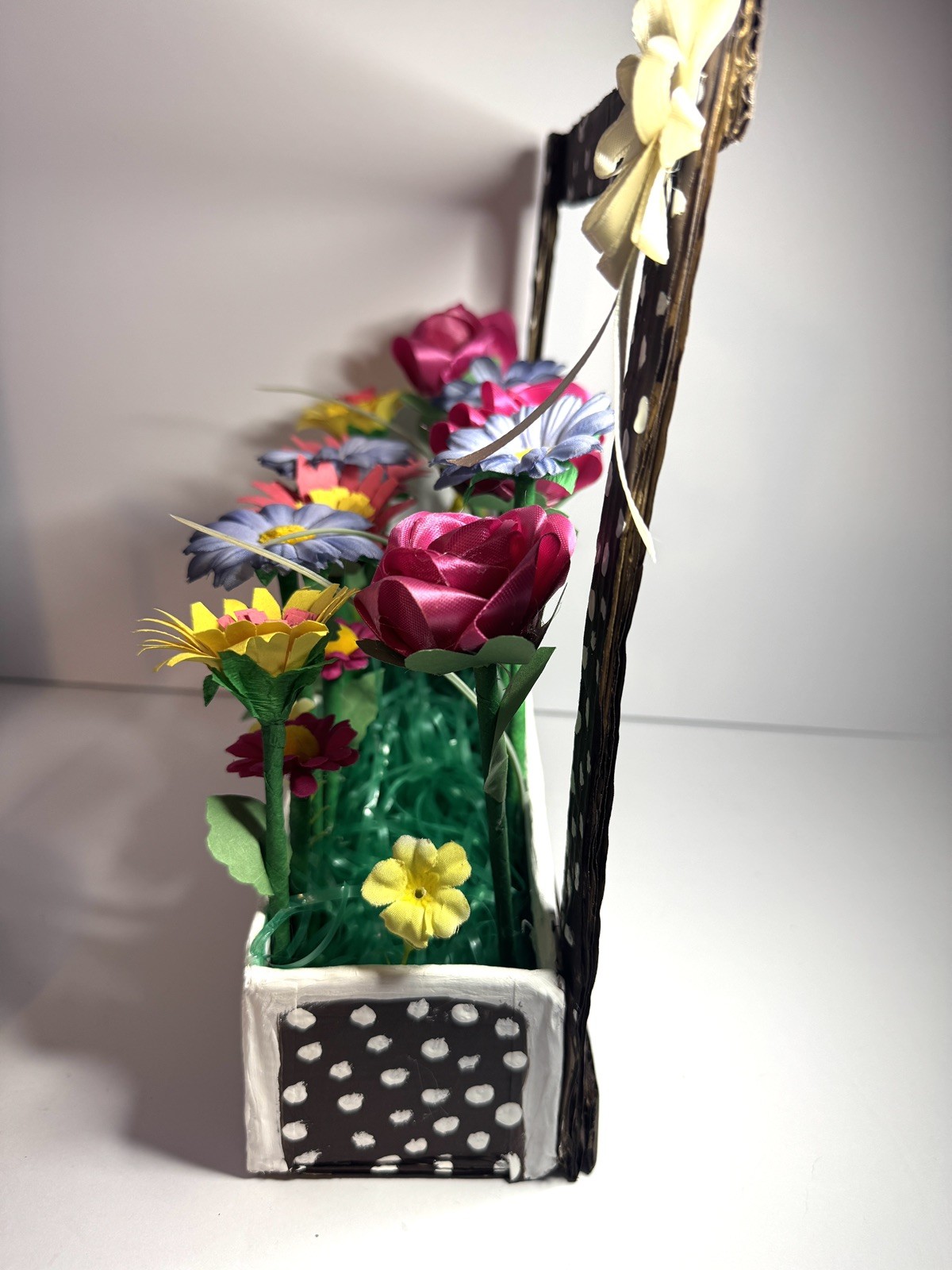 Handmade Floral Flower Basket Arrangement Centerpiece Home Decor Unique Gift