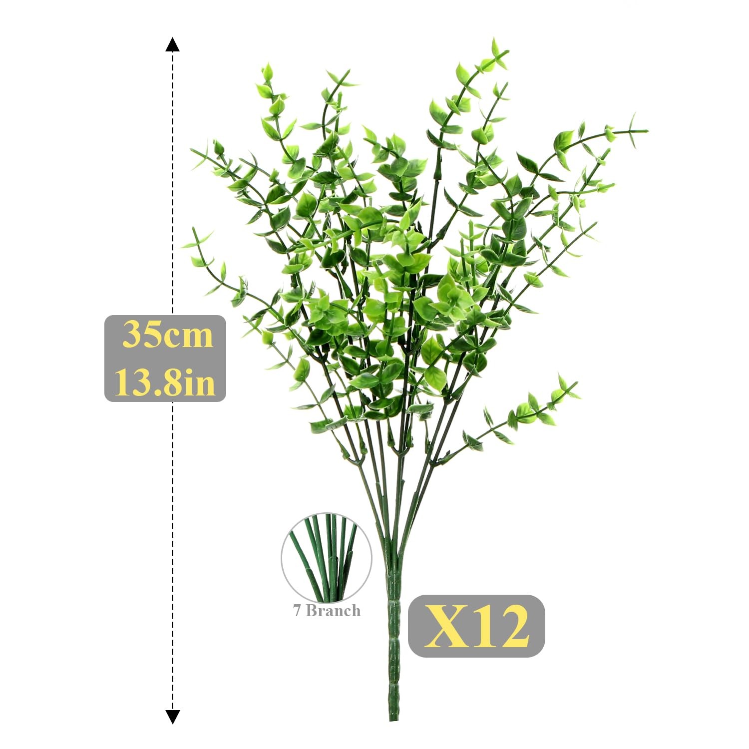 12 Bundles Artificial Eucalyptus Bundles, Fake Greenery Stems, Faux Plants fo…