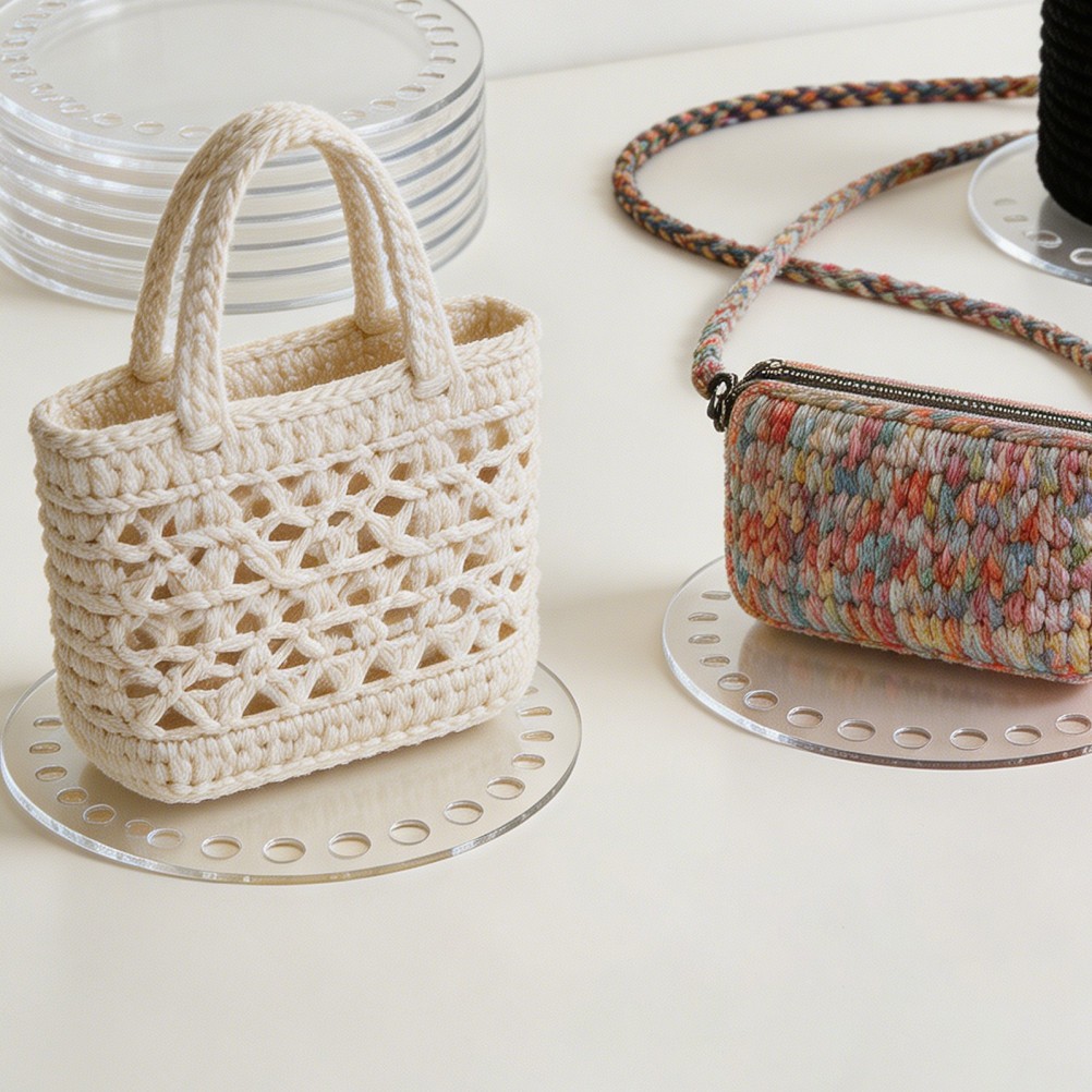 10Pcs Reusable Acrylic Crochet Base Board for Handicraft Bag Bottoms Transparent