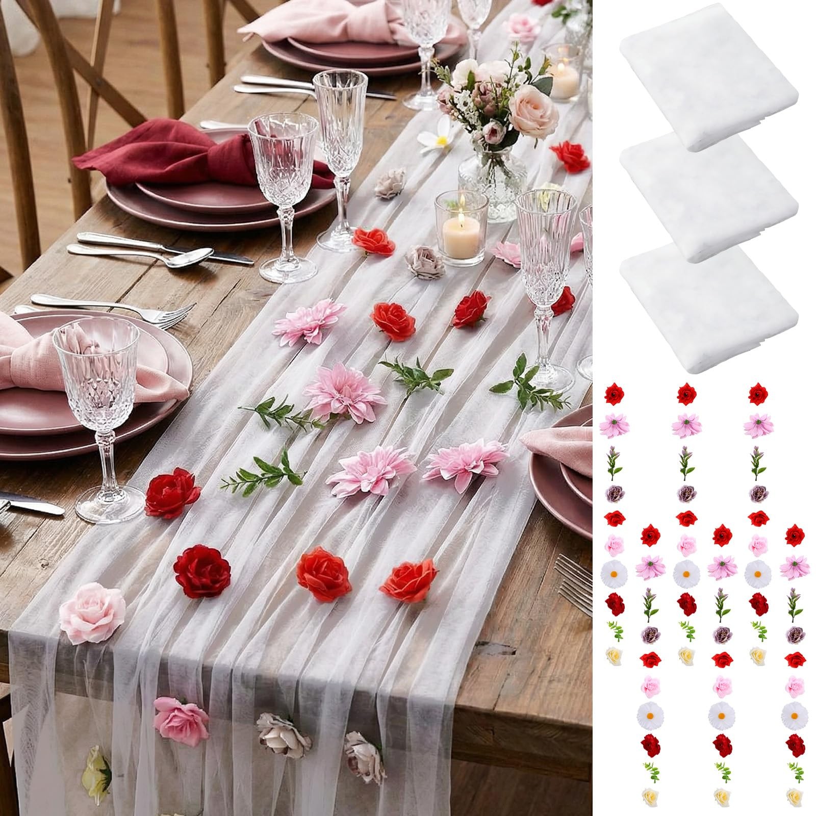 6 Pcs 35.4 Inch Artificial Hot Pink Flower Garlands with 3 Pcs 10 Ft Wedding …