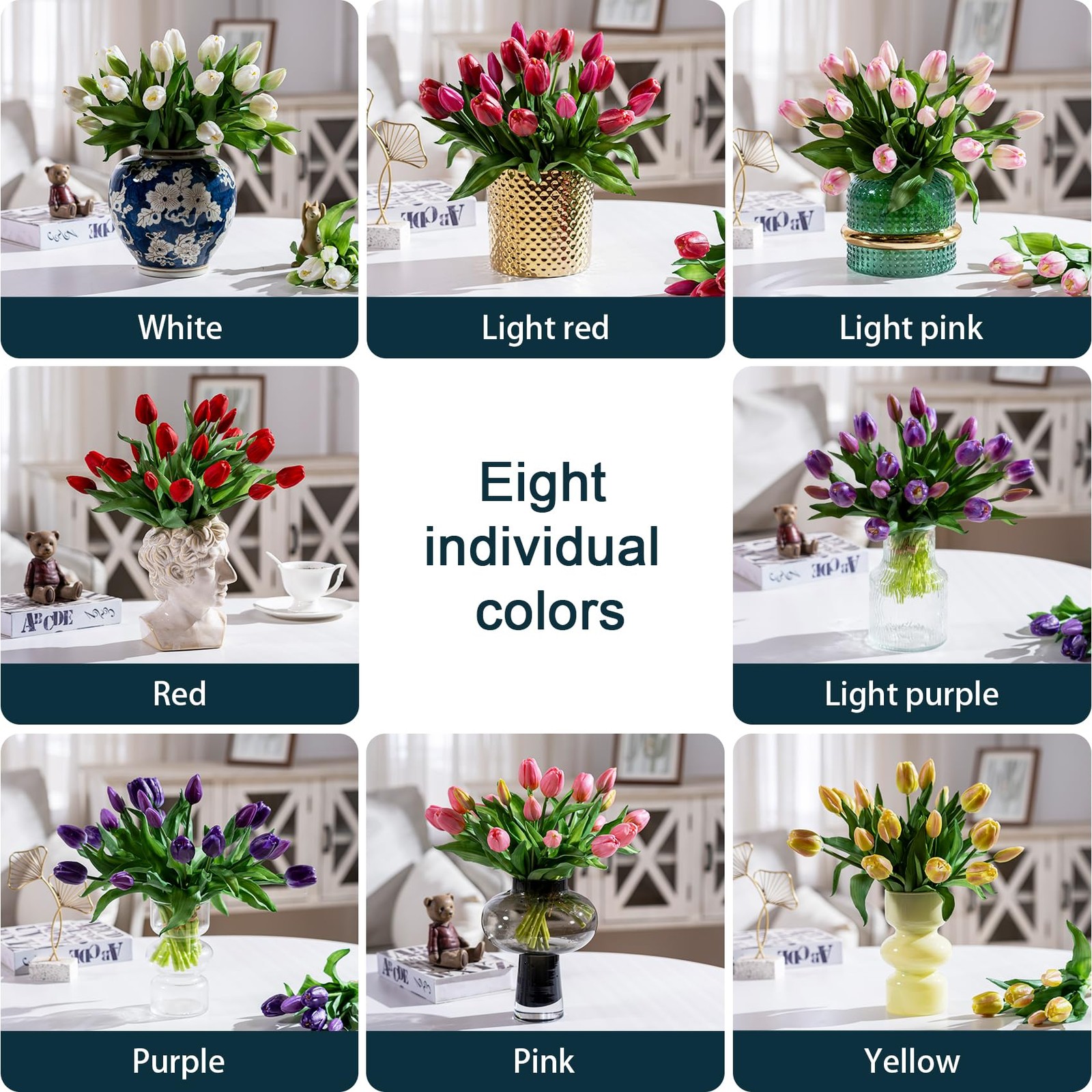 20 PCS Fake Tulips 12 Inch Artificial Silk Flowers Bouquet Gift Box Decor