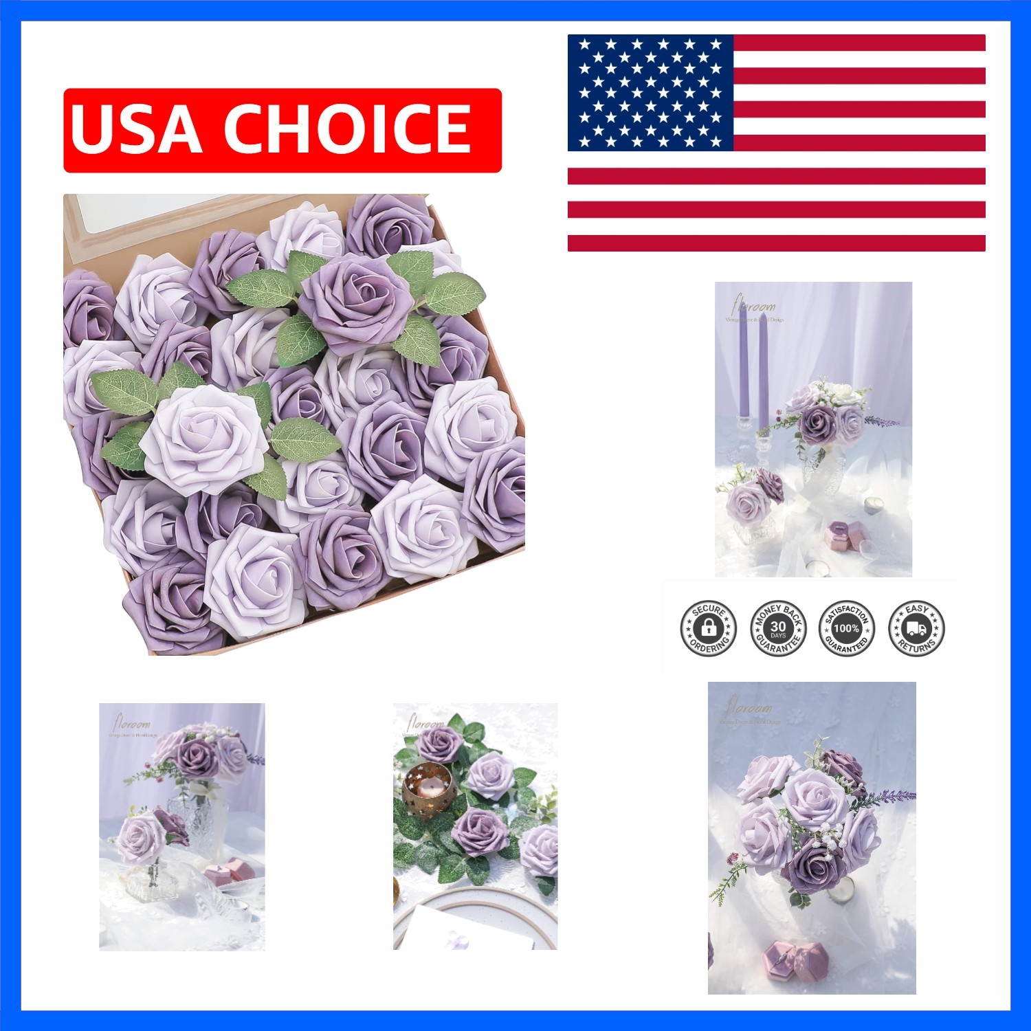 Artificial Flowers 25pcs Real Looking Lavender African Violet Purple Foam Fak…
