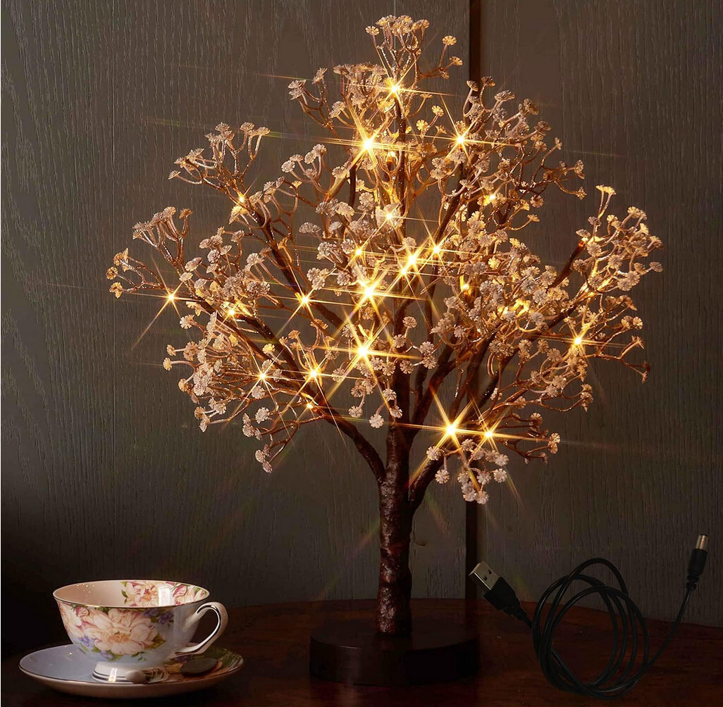 Lighted Flower Trees for Decoration inside with Timer 18In 30 LED USB Battery