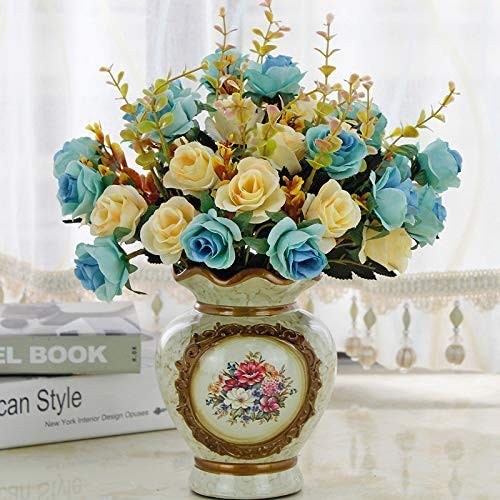 Moomass 4 Bunches of Artificial Roses. 48 Small Roses. Plastic Silk Flower