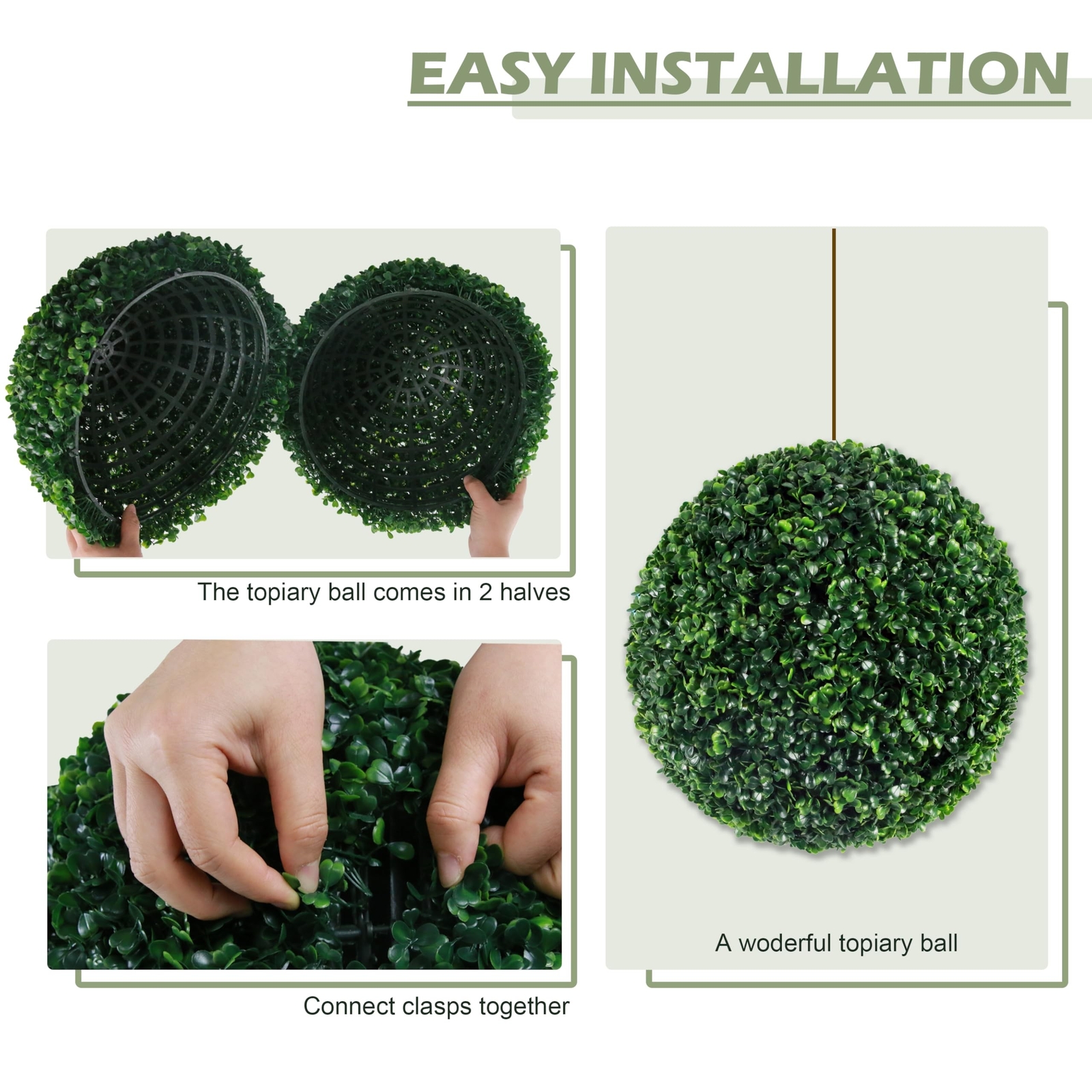 Ogrmar 2 PCS 17.7 inch 2 Layers Artificial Plant Topiary Ball Faux Boxwood De…