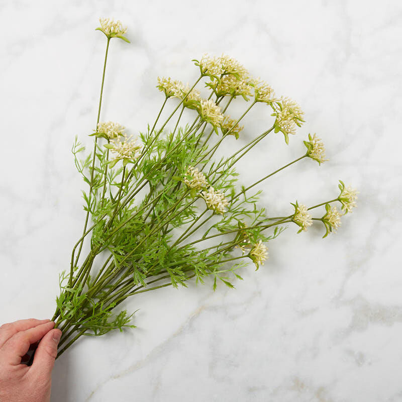 Set of 2 Vinyl Artificial 22″ Cream Yarrow Wildflower Floral Bushes