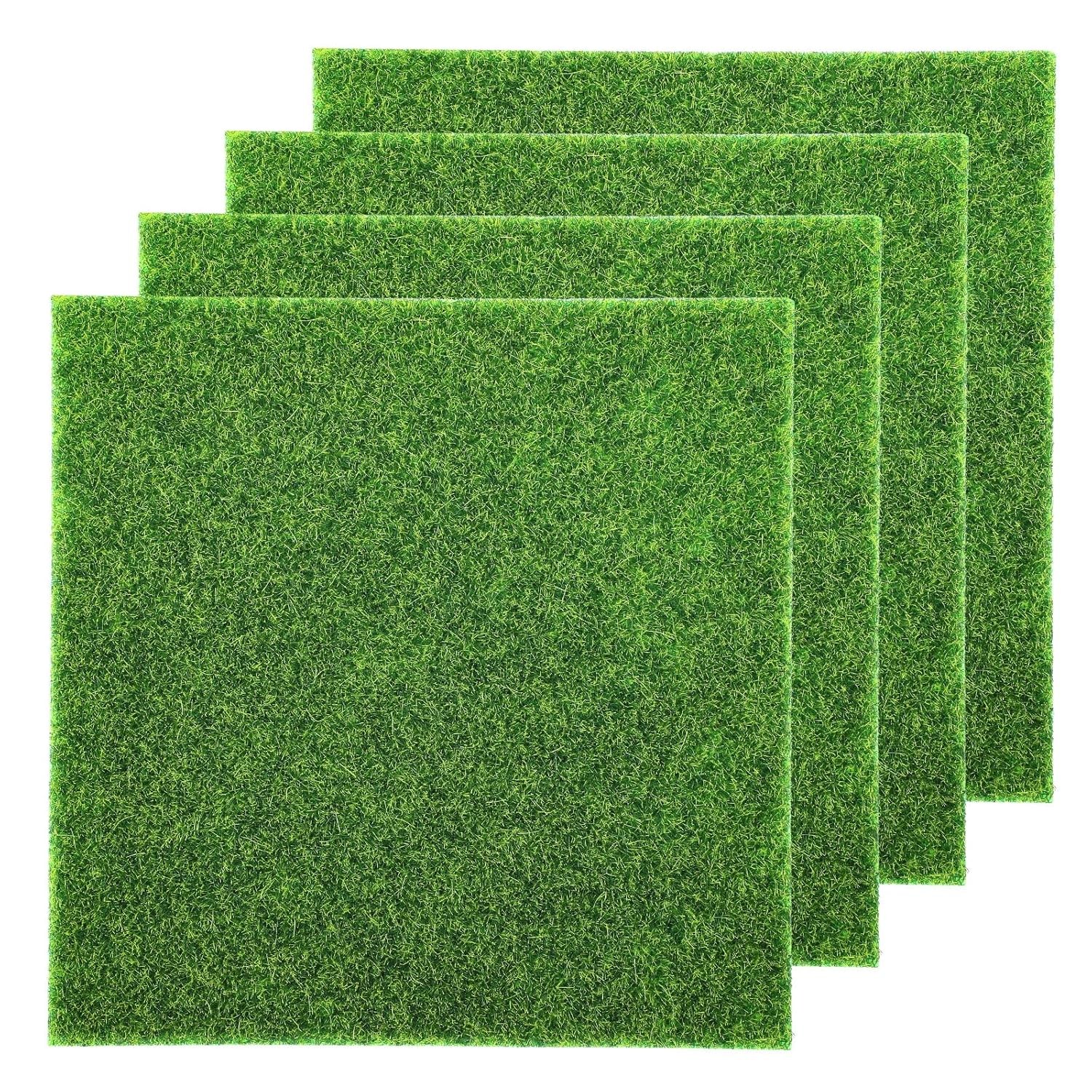 4 Pcs Fake Grass Artificial Moss Fairy Garden Miniature Craft 6×6 Inch