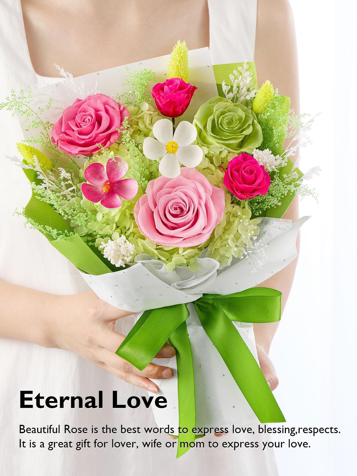 Forever Flower Bouquet Preserved Pink Roses Birthday Anniversary Delivery