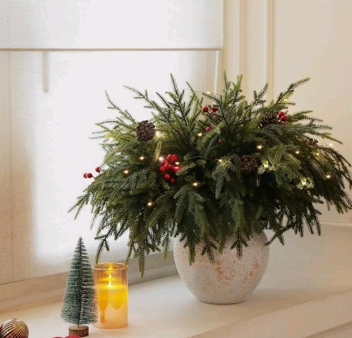 12-Piece Set 24″ Artificial Norfolk Pine Branches – Christmas Decorations – Faux