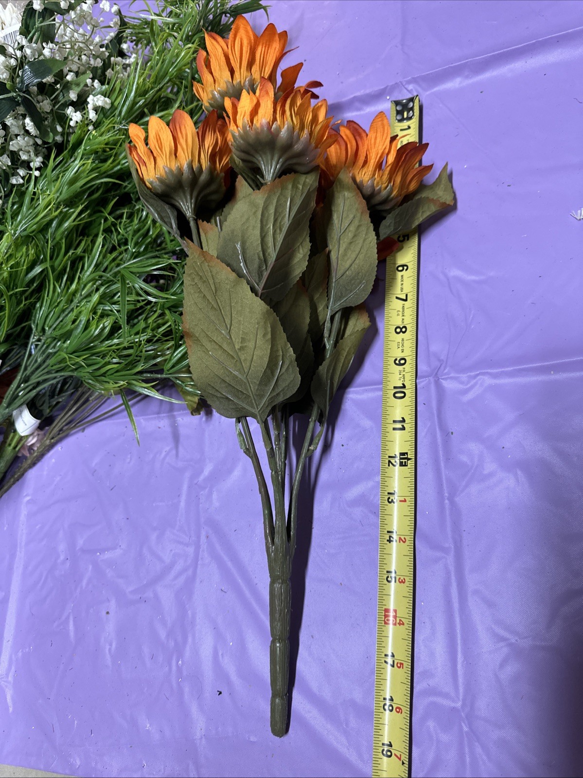 #A11 Lot 5. Artificial flowers and leaves for decorations 2+ lbs